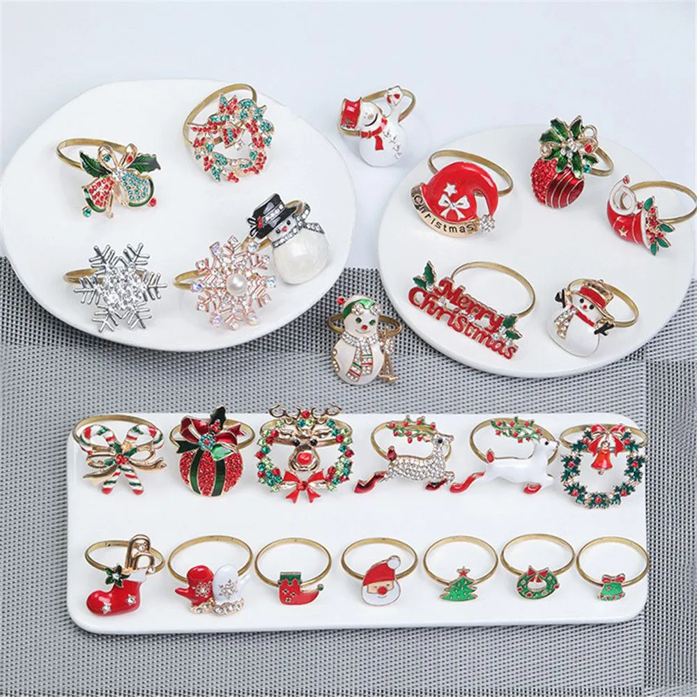 table napkin ring merry xmas table decoration elk santa claus flower wreath christmas napkin ring wedding supplies decoration