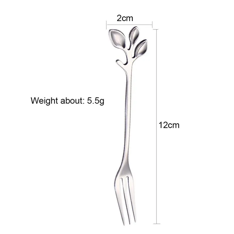 stainless steel spoon creative leaves dessert spoon fork coffee stirring spoon shovel fork dessert fork kitchen accessories