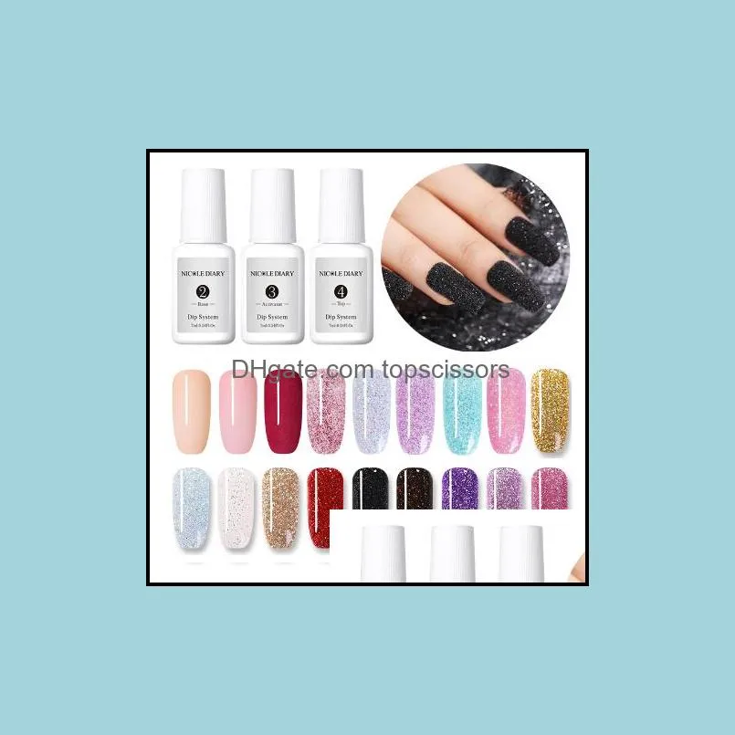 7 piece/lot 10g dipping nail system natural dry purple pink colorful shimmer nail art glitter manicure design