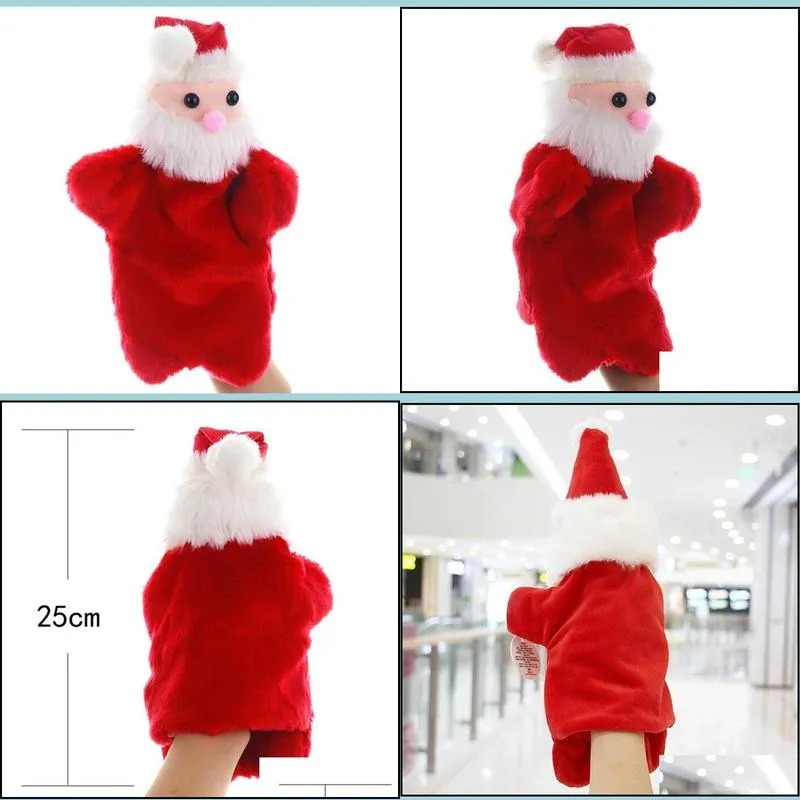 christmas hand cartoon santa claus plush puppets doll baby toys gifts wholesale