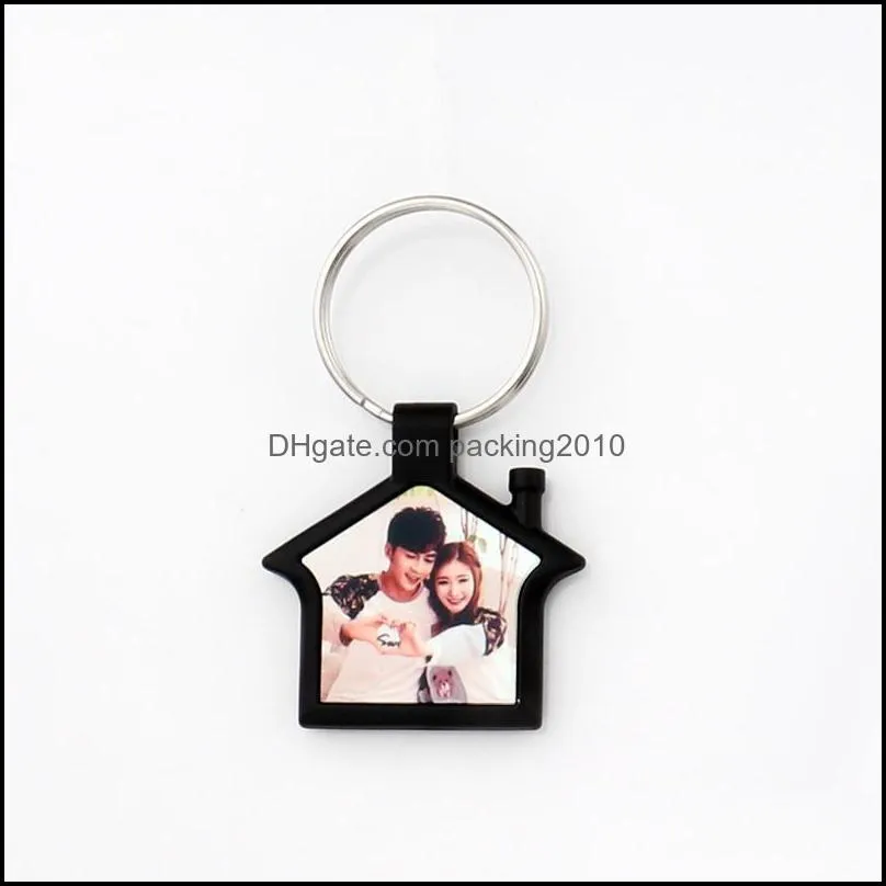 sublimation blank acrylic keychain valentines day favor double sided diy house shape keyring with metal ring xu