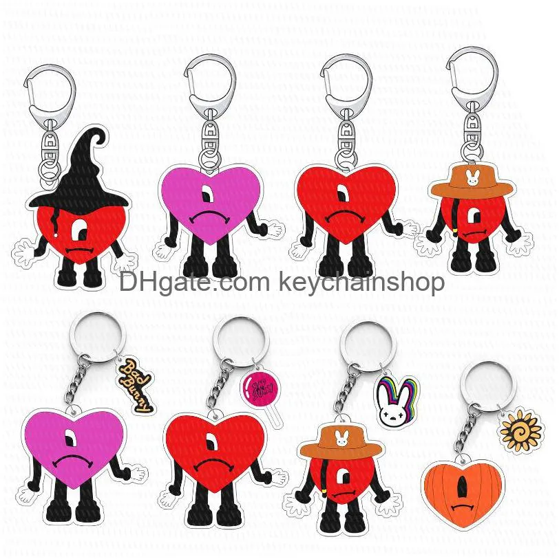 bad bunny bad rabbit acrylic key chain cute trend love pendant accessories