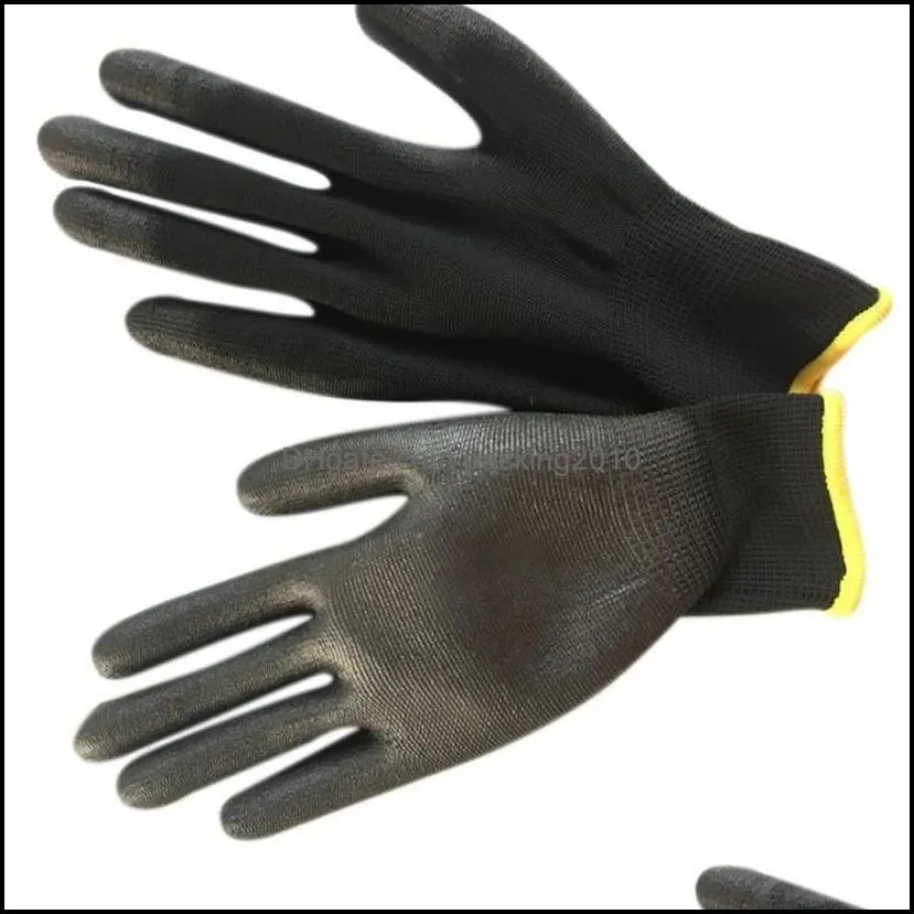 breathable working gloves nylon dipped labor protection gloves antioil antifriction antiskid garden cut protection