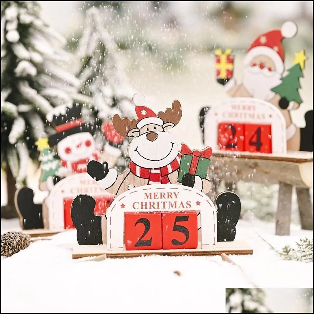 christmas decoration creative wooden calendar countdown desktop ornament christmas gift for kids new year gifts