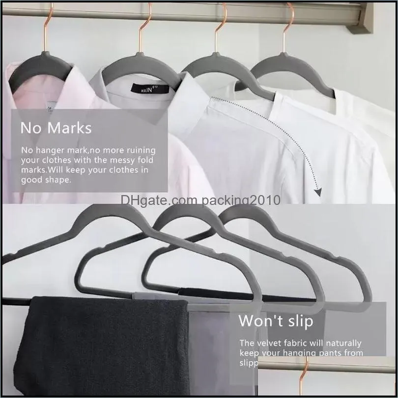 hangers racks 45cm gray flocking hanger plastic nonslip velvet magic clothing store coat without trace