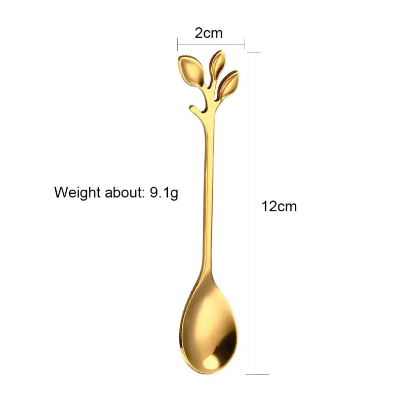 stainless steel spoon creative leaves dessert spoon fork coffee stirring spoon shovel fork dessert fork kitchen accessories