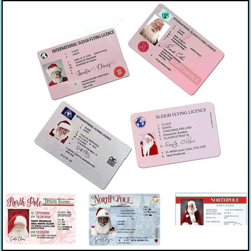 santa claus sleigh riding licence flight cards id christmas tree ornament decoration old man driver license entertainment props gifts