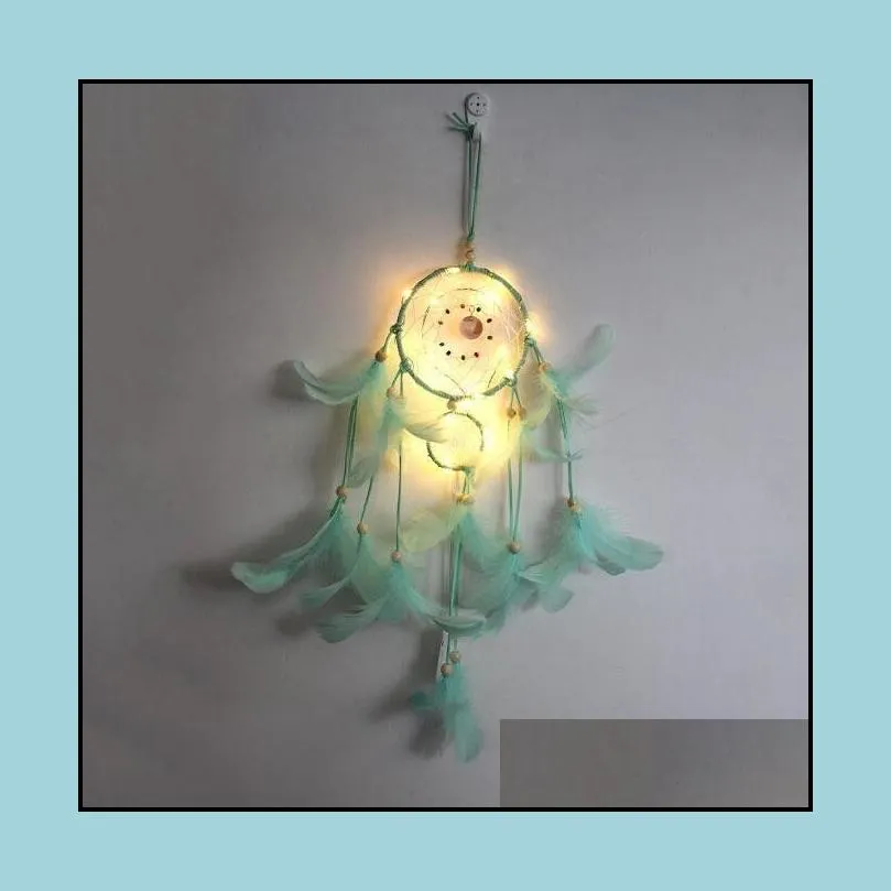 novelty items dream catcher feather hand made dreamcatcher with string light home bedside wall hanging decoration home pendant