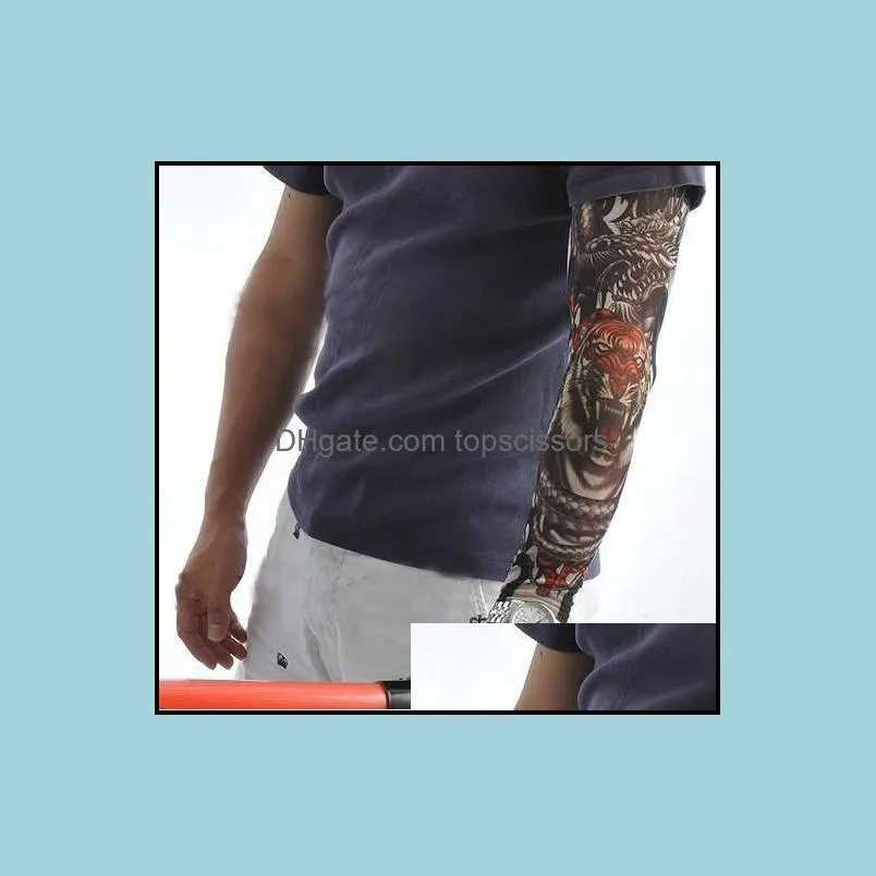 12pcs mix shipping elastic fake temporary tattoo sleeve 3d art designs body arm leg stockings tatoo cool