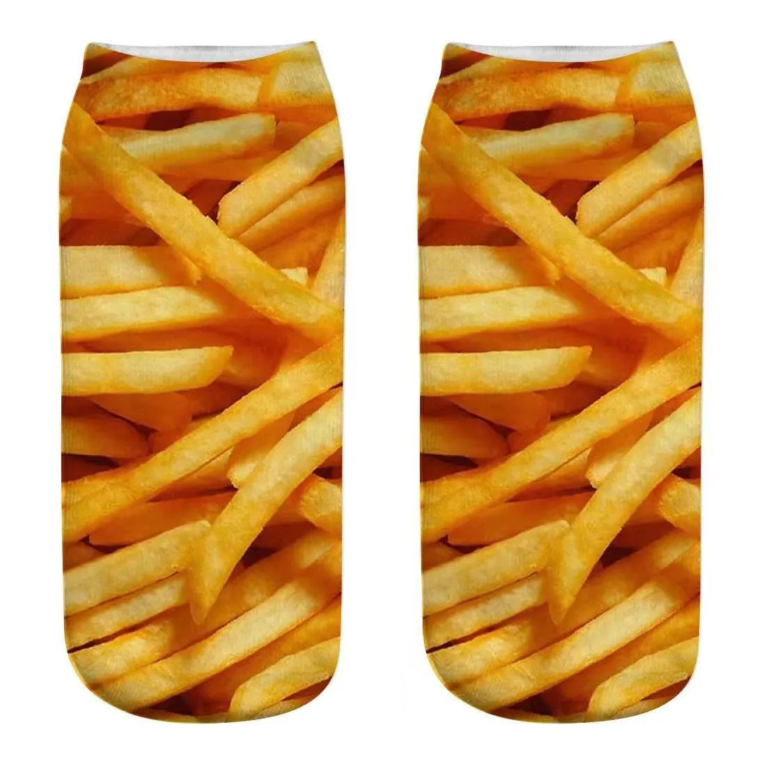 new 3d print funny cute cartoon chips french fries unisex short socks creative colorful multiple happy low ankle socks for women