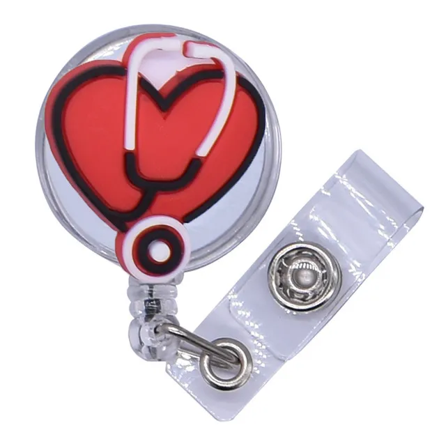 retractable badge reel medical worker work card clip doctor nurse id name card badge holder credential holder