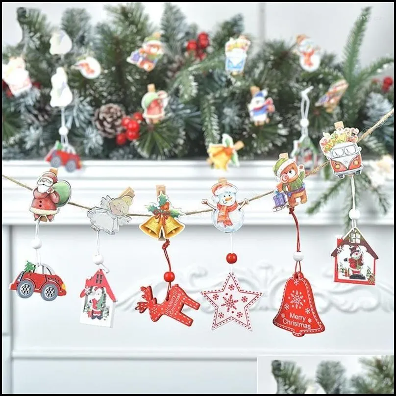 christmas decorations 10pcs mini wooden clips handicraft pictures papers clothespins home year party