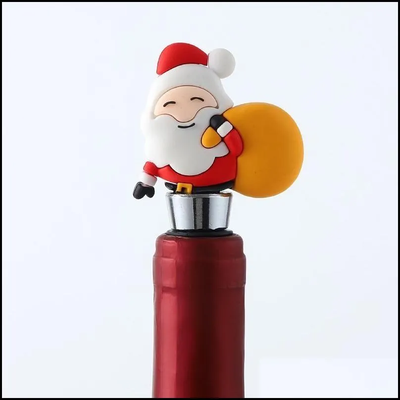 cartoon santa party wine stoppers bar tools christmas decorations metal champagne wine corks bottle opener