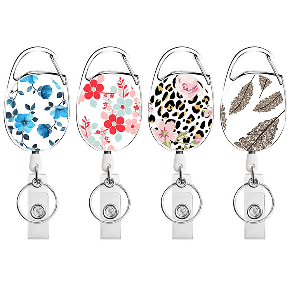 crystal retractable keychain shinny rhinestones badge reel id lanyard name tag card holder badge holder car key chain belt clips