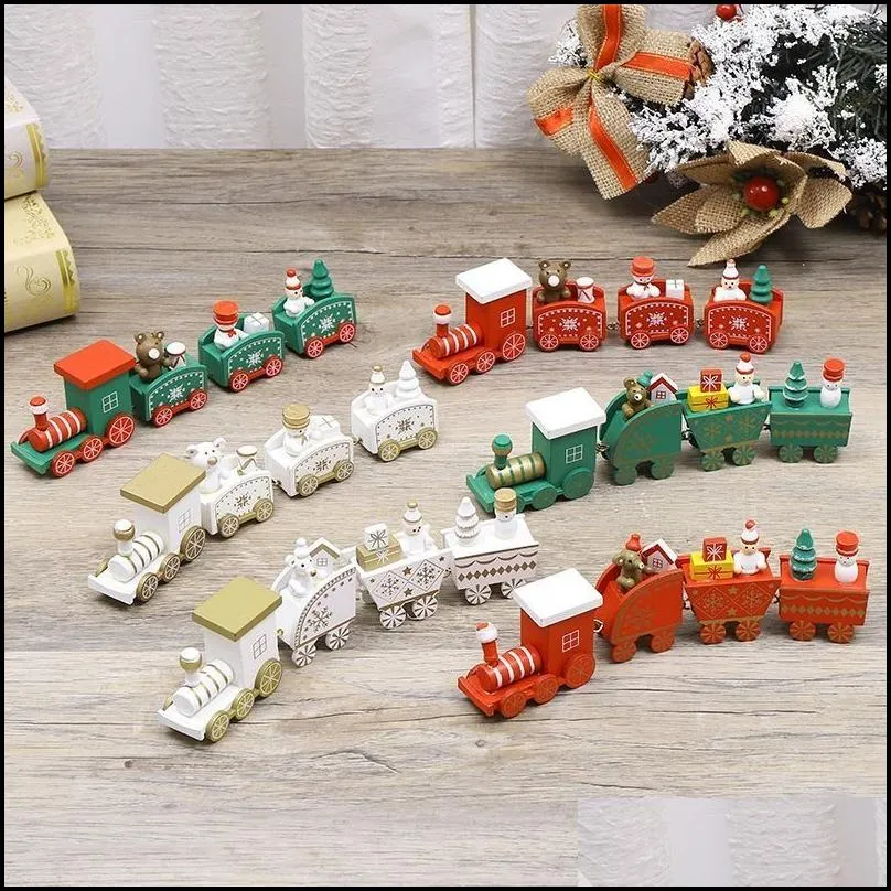 christmas decorations wooden train holiday presents party kids cartoon gift