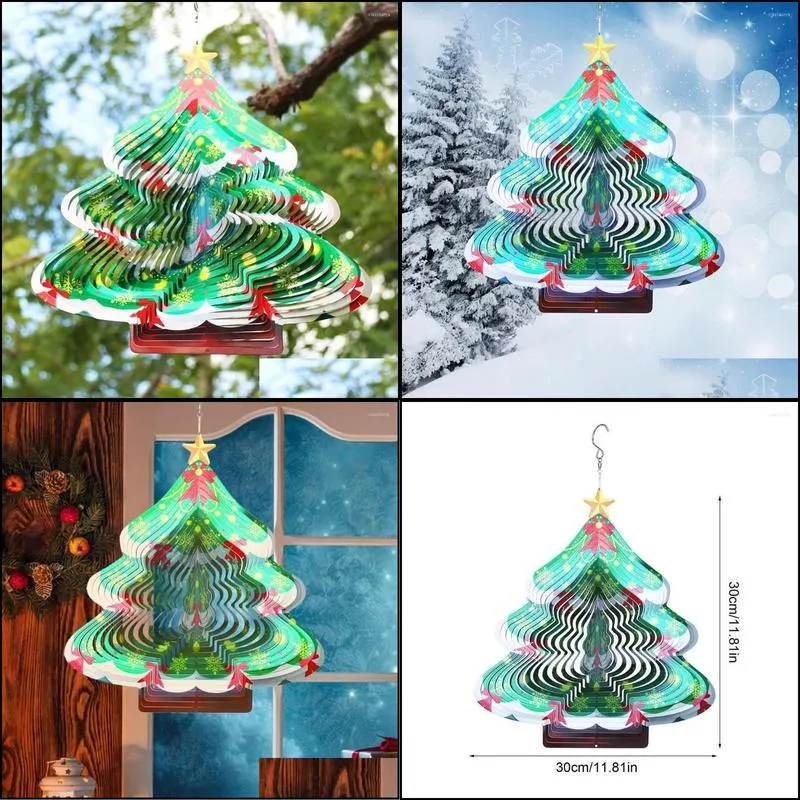christmas decorations wind spinner 3d stainless steel tree shape chime metal indoor outd hanging