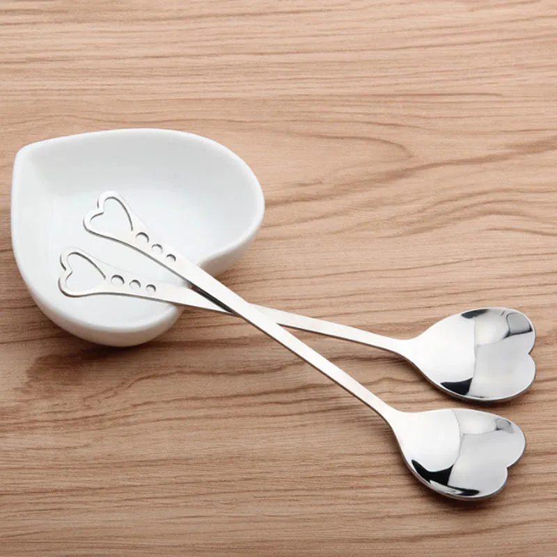 pack dessert sugar stirring spoons teaspoon kitchen accessories heart leaf shape dinnerware coffee spoon stainless steel