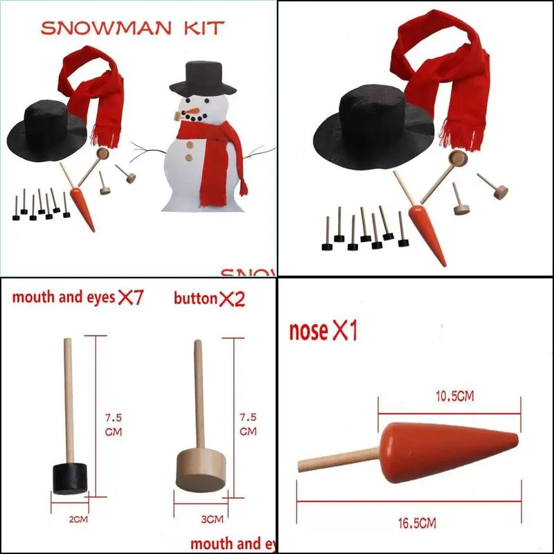 wooden simulation dress up snow man kit christmas decor accessories set snowman eyes nose mouth pipe buttons scarf