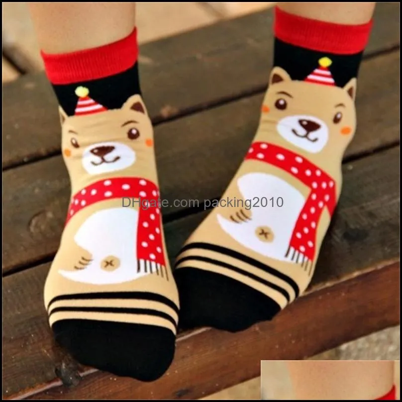 party supplies christmas socks santa claus snowman deer pattern comfortable cotton cartoon ankle sock for women