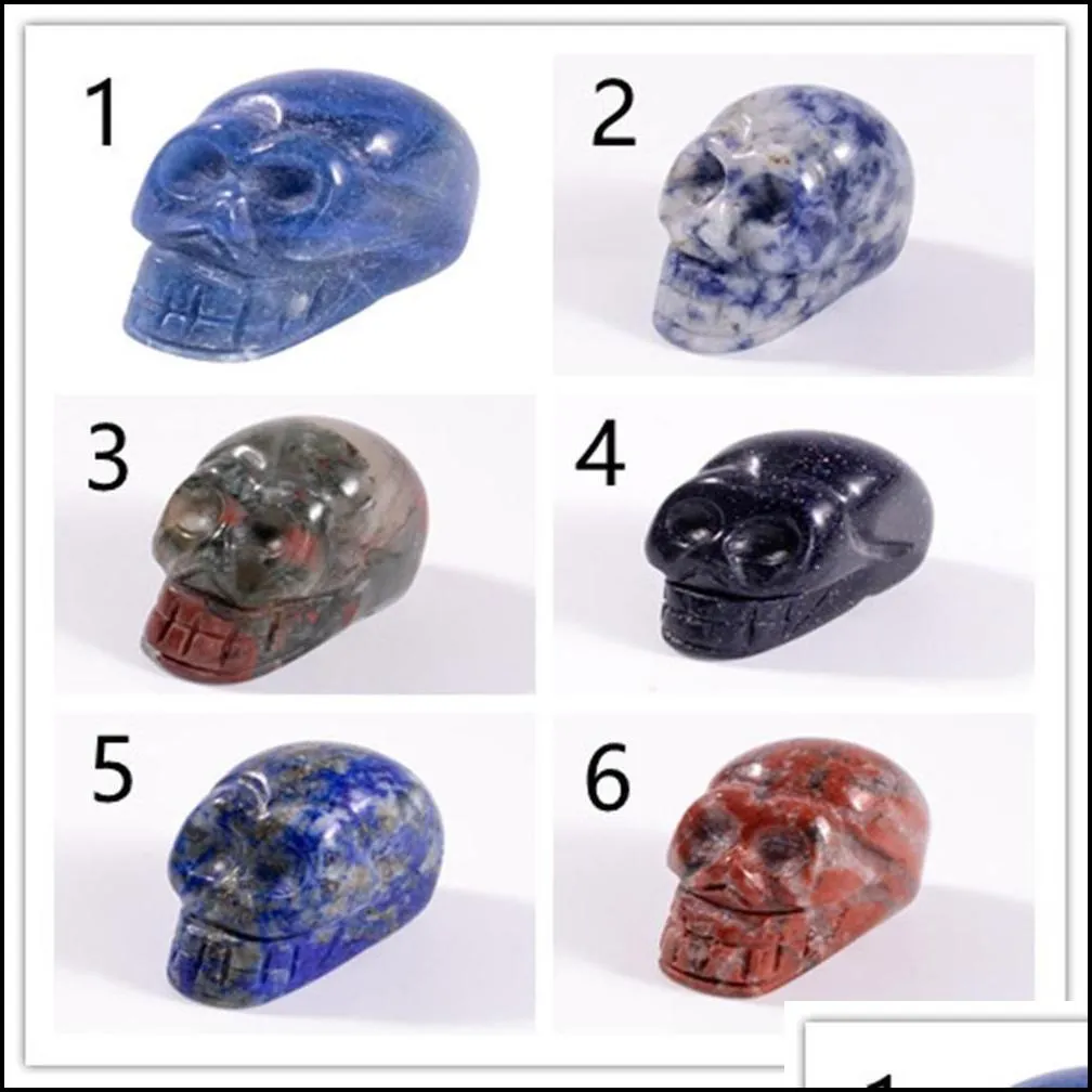 party decoration 1 inch crystal quarze skull sculpture hand carved gemstone statue figurine collectible healing halloween fy7960