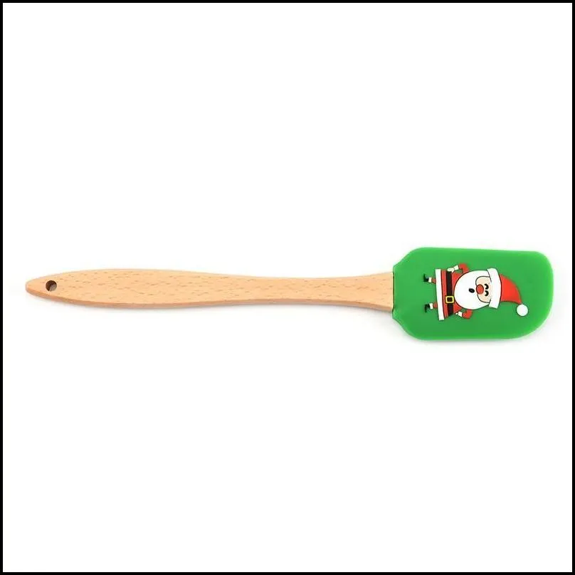 christmas cake tools wooden handle kitchen fondant cream spatula silicone butter scraper home baking tool