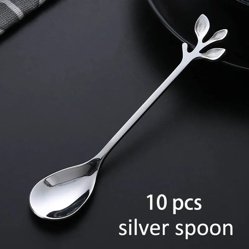 pack dessert sugar stirring spoons teaspoon kitchen accessories heart leaf shape dinnerware coffee spoon stainless steel