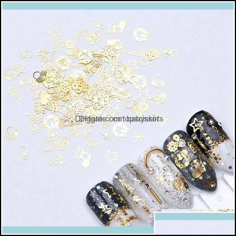 Art Salon Health Beautybox Hollow Out Gold Nail Glitter Sequins Snow Flakes Mixed Design Decorations For Arts Pillette Aessories1 Drop