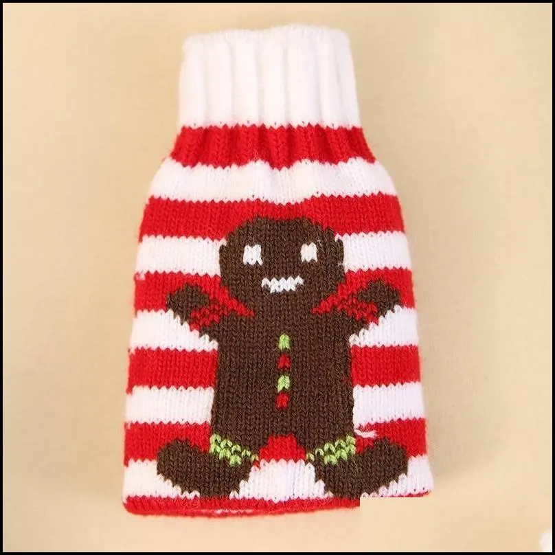 christmas knitted wine bottle cover party favor xmas beer bags santa snowman moose home decoration fy4767