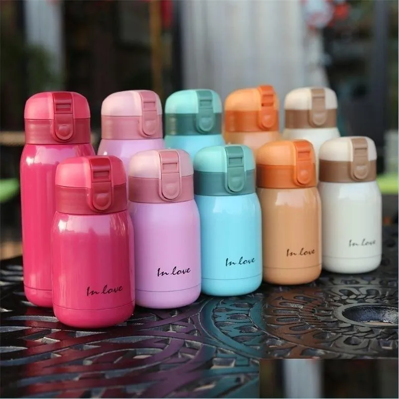 cute water bottles 200ml/360ml candy mini thermos cup kids cartoon bottle stainless steel thermal coffee mug vacuum flask insulated