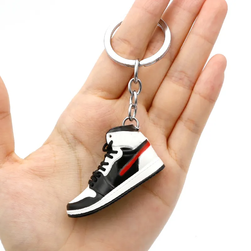 simulated 3d sports shoes key chain mini pu basketball shoes key ring diy finger skateboard