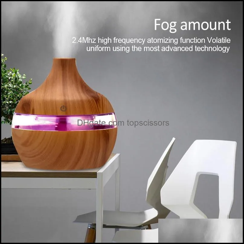 electric humidifier essential aroma oil diffuser ultrasonic wood grain air humidifier usb mini mist maker led light for home office