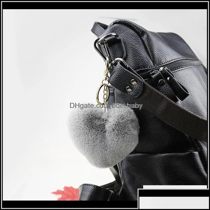 Keychains Aessories Arrival Fashion Heart Shape Imitation Rabbit Fur Key Chain Ball Mobile Phone Keychain Car Women Bag Pendant