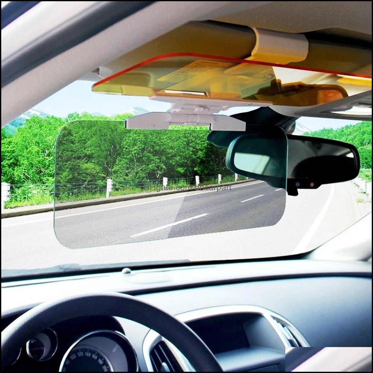 2 in 1 car automobile sun antiuv block visor day and night non glare antidazzle sunshade mirror driver goggles shield