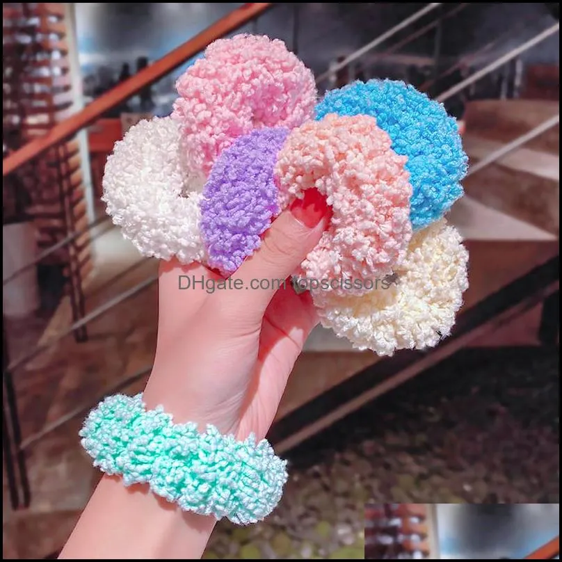 girls fluorescent luminous scrunchies hairband ponytail holder headwear glow in the dark elastic hair bands solid color hair
