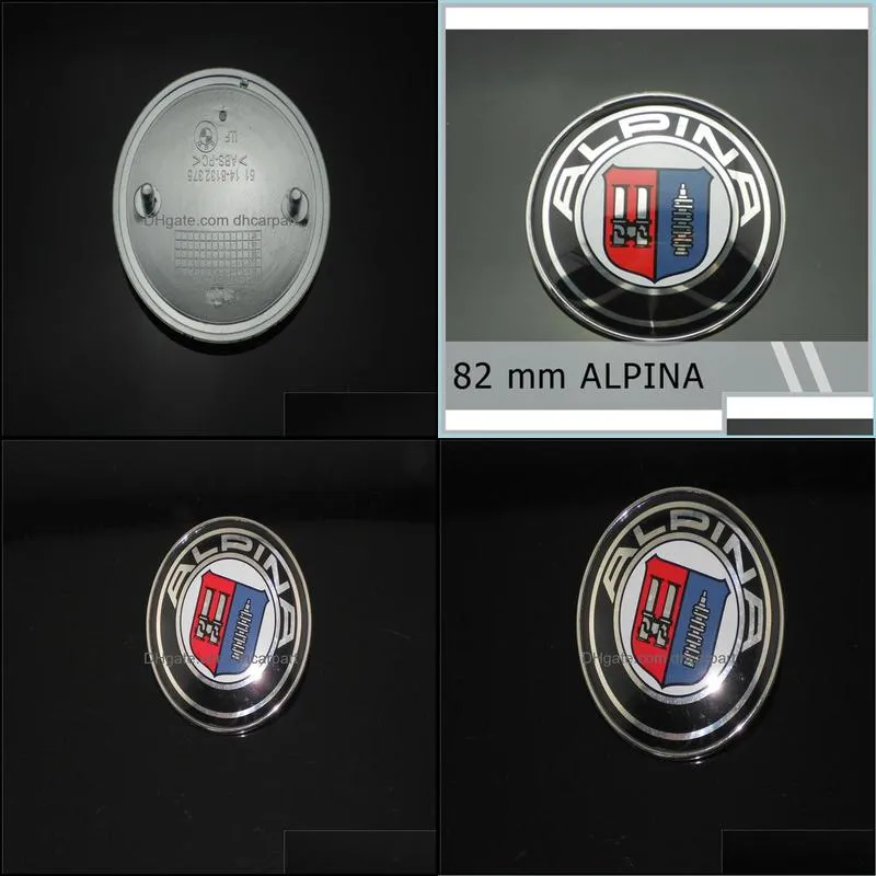 20pcs/lot 82mm emblem badge for alpina chrome bonnet hood for e9 e21 e28 e30 e46 e87 e90 shipping