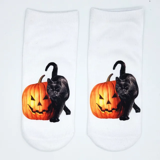 funny socks women 39s short cotton hot 3d pumpkin skull print fashion lovely harajuku kawaii gift happy cute halloween socks
