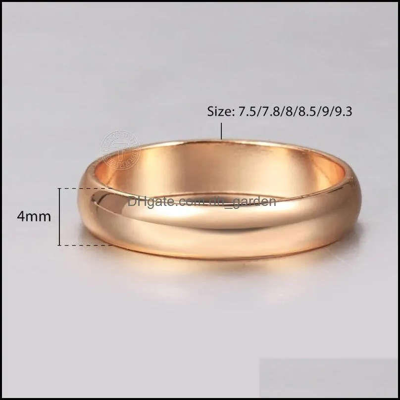 cluster rings 1pcs 4mm simple smooth for women men 585 rose gold antiallergy couple ring wedding fine jewelry anniversary gift