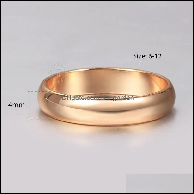 cluster rings 1pcs 4mm simple smooth for women men 585 rose gold antiallergy couple ring wedding fine jewelry anniversary gift