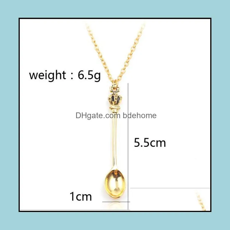 pendant necklaces pendants jewelry drop delivery 2021 charm tiny with crown necklace creative mini long link spoon hgtr1