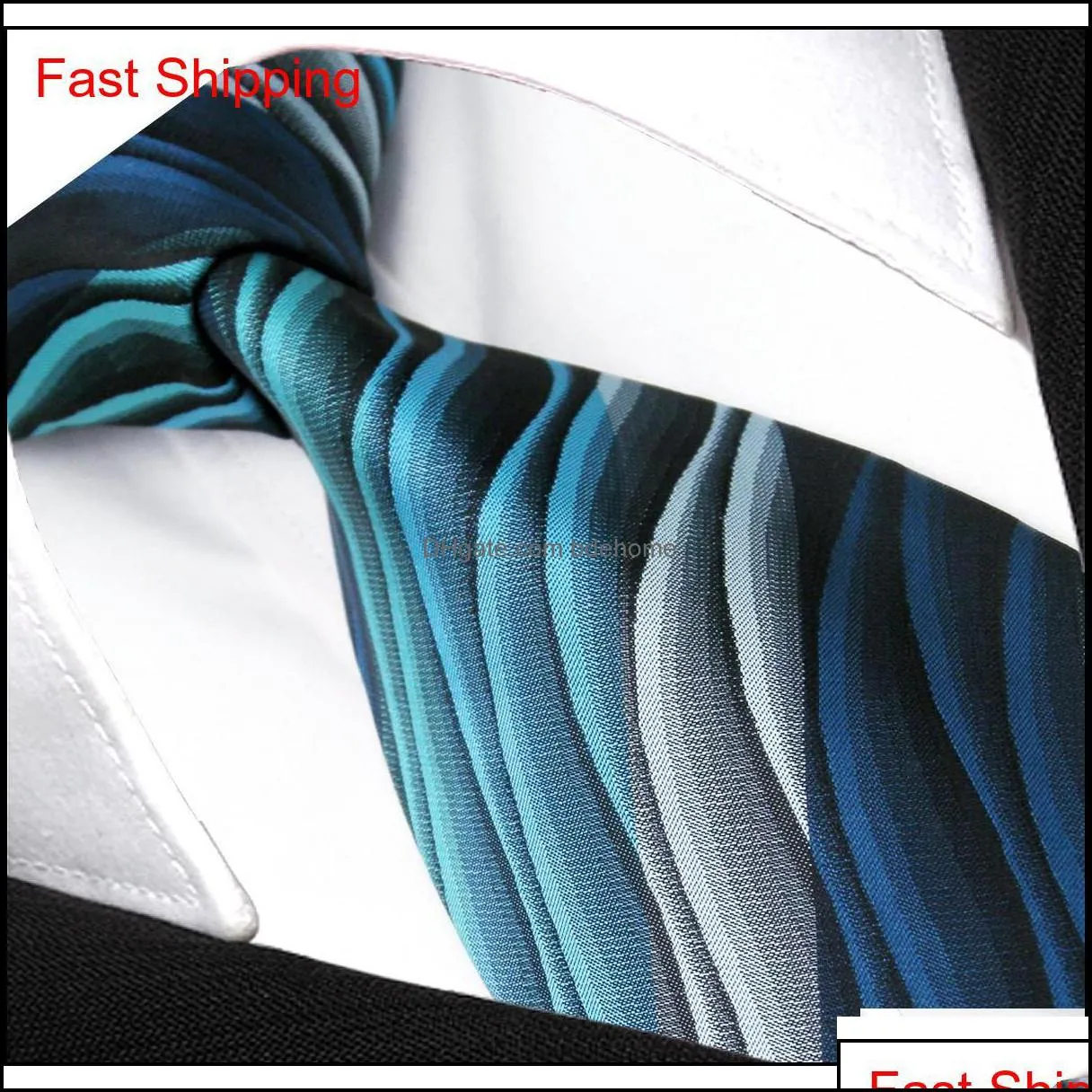 turquoise multicolor ripple abstract classic silk extra long size mens necktie tie