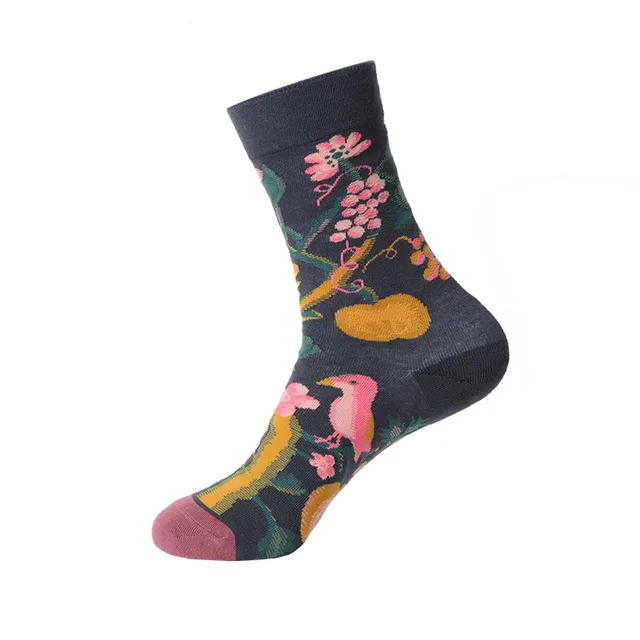 1 pair of trendy oil painting socks european and american men 39s and women 39s tide socks in tube socks pure cotton stockings men 39s socks