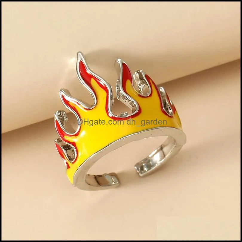 cluster rings creative punk fire flame ring for men women fashion cool motorcycle opening accessories boys party jewelry giftcluster