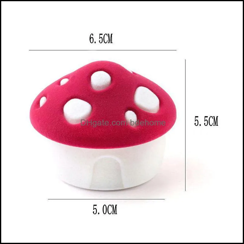 1 Piece Lovely Mushroom Gift Box Holder Velvet Wedding Engagement Ring Box Jewelry Box For Earrings Necklaces Display jllwvj