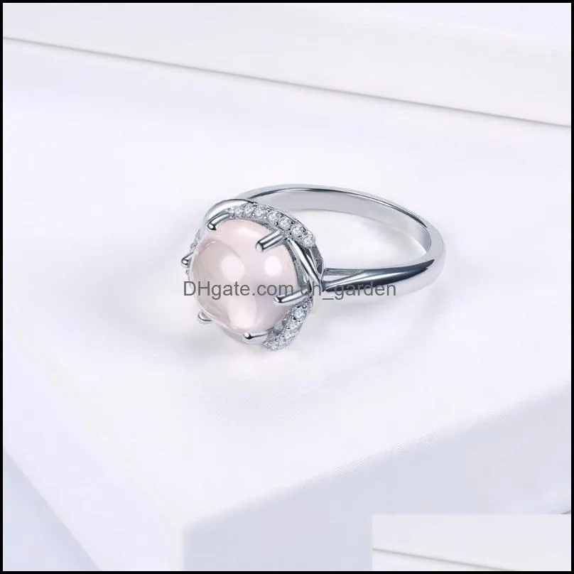 cluster rings hutang rose quartz engagement ring solid 925 sterling silver natural high quality gemstone fine fashion jewelry for