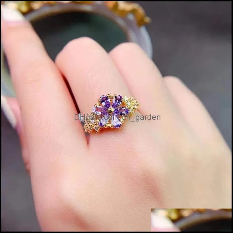 cluster rings jewelry natural tanzanite ring 925 silver womens simple atmosphere elegantcluster brit22