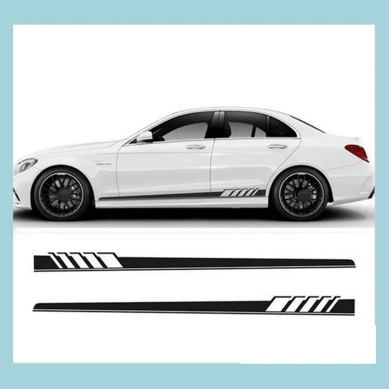 new 2pcs/set edition auto side skirt decoration sticker for mercedes benz c class w205 c180 c200 c300 c350 c63 amg