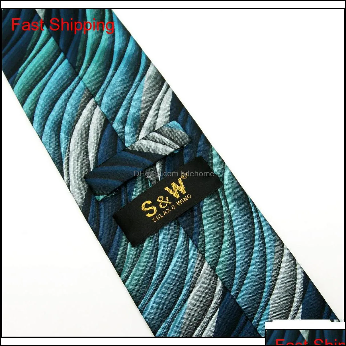 turquoise multicolor ripple abstract classic silk extra long size mens necktie tie