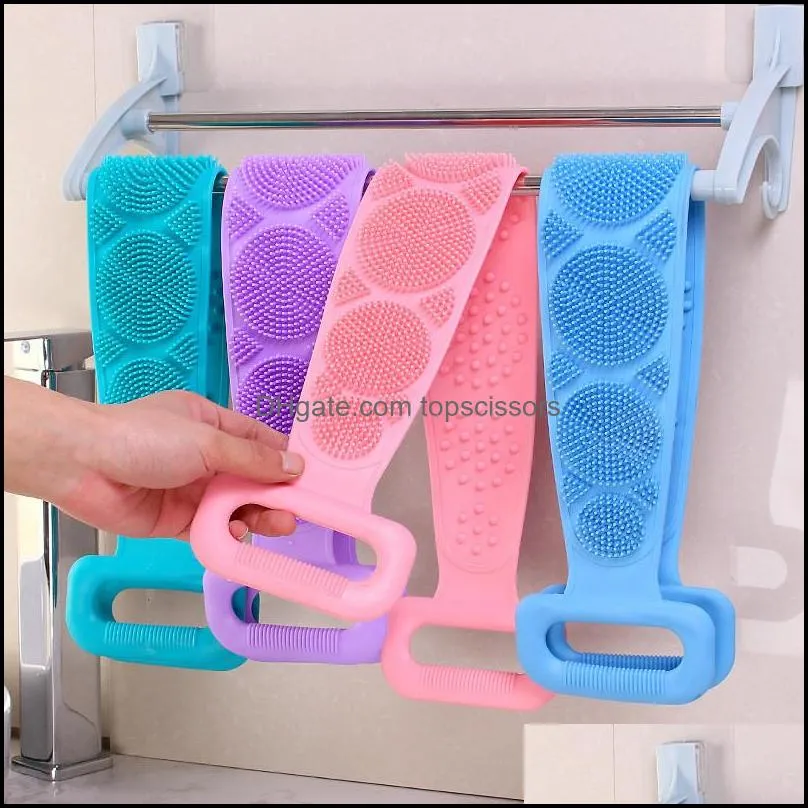 silicone bath brush soft body rub brush body exfoliating massage for shower body cleaning bathroom shower strap 5pcs