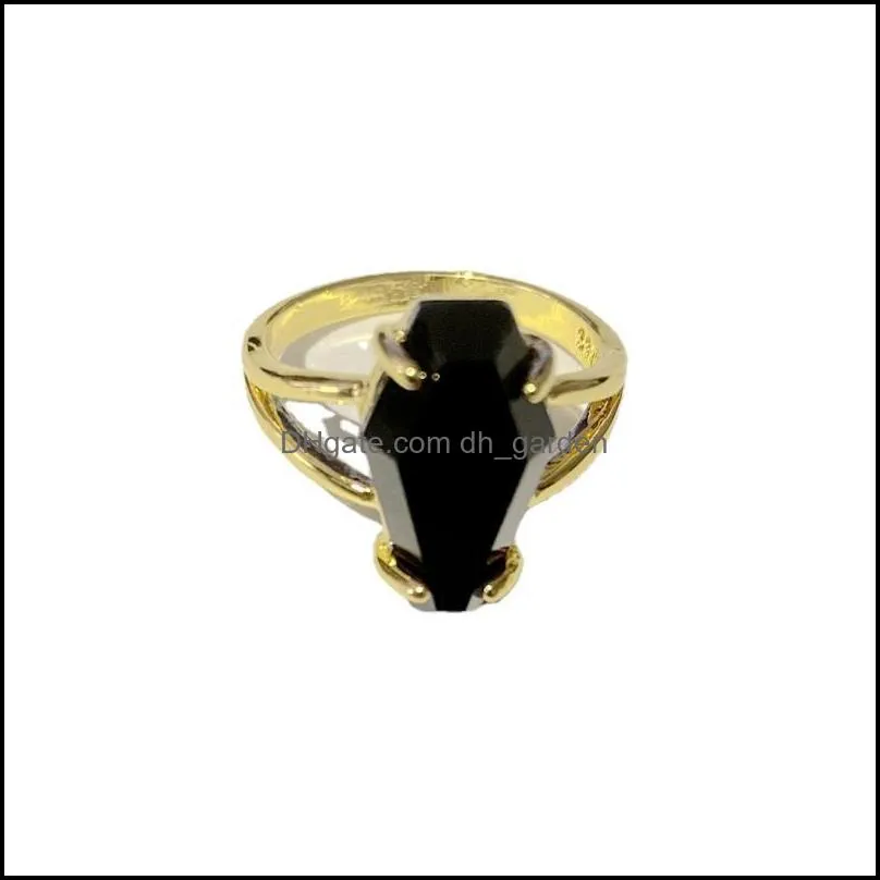 cluster rings retro black imitation coffin shape ring vampire halloween punk gothic male and female hip hop party jewelry gift brit22