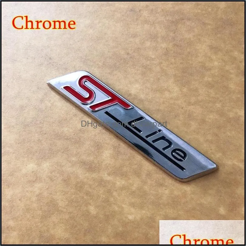 metal stline st line car emblem badge auto decal 3d sticker emblem for ford focus st mondeo chrome matt silver black